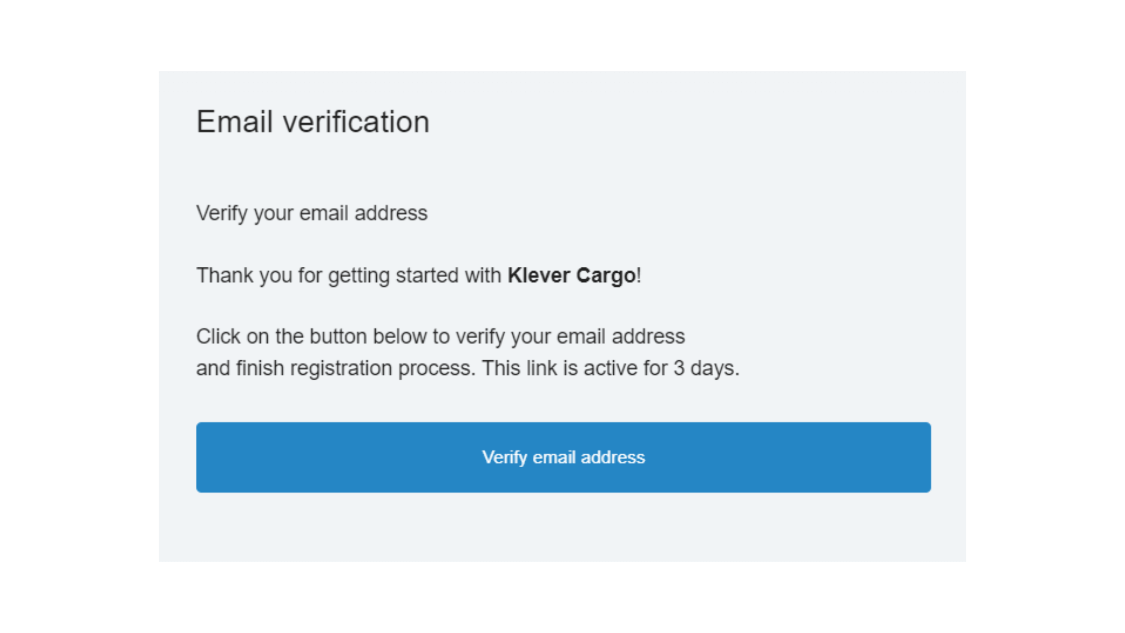 KleverCargo email verification
